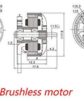 Technical diagram of EX1404 Brushless Motor For 3 Inch Drones, 1.5mm Shaft, KV2750 KV3500 KV4800 Options, 3 To 4S Ready.