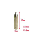 Wood Arrow Tips 74 Grain Field Points Glue On 12 Pack For 8mm Shafts Archery Practice Durable Steel Tips close-up with dimensions