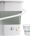 Portable Collapsible Mini Washing Machine And Dryer With 52 Liter Capacity, compact design in gray and white for easy storage.