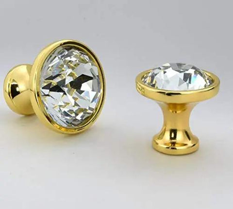 50 Piece Gold Crystal Glass Cabinet Knobs 34Mm Drawer Pulls For Kitchen Cupboards Hardware showing gold and crystal designs.