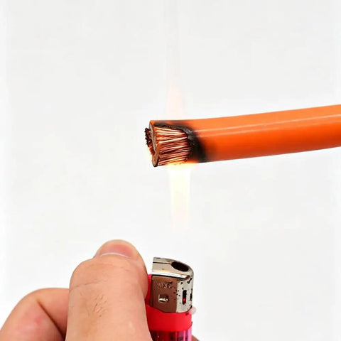 Burn testing Straight Up Bulletproof Flexible Silicone High Voltage Shielded Cable For EV Battery Charging.