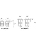 Dimensional diagram of Steampunk 9 Inch LED Indoor Outdoor Wall Light 3000K Bronze Finish Weatherproof Aluminum Fixture.