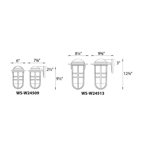 Dimensional diagram of Steampunk 9 Inch LED Indoor Outdoor Wall Light 3000K Bronze Finish Weatherproof Aluminum Fixture.