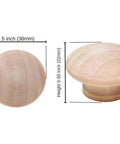 Six Pack Natural Wood Mushroom Cabinet Knobs One Point Five Inch Wide Unfinished Drawer Handles For Dresser And Wardrobe DIY Stain Or Paint Ready To Rock Sleek Top Shelf Hardware Upgrade Kit - 38mm diameter and 22mm height