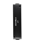 Top view of Aluminum Rectangle Pencil Pneumatic Manifold With One Inlet To Four Outlets Three Eighths NPT Inlet And One Quarter NPT Outlets Black Anodized Five Inch Long With Four Mounting Holes