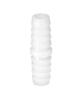White plastic hose barb fitting, 3/8 in x 3/8 in, barbed splicer adapter