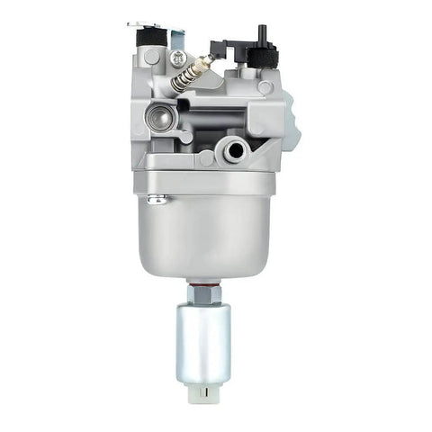Front view of Carburetor Kit For John Deere Lawn Tractors LA105 LA115 108 102 X120 X145 L107 L108 LA125 D110 D105 Bolt On And Go With Factory Calibrated Fit By Replacement MIA11474 MIA12509 MIA11520 showing metal components and fuel bowl.