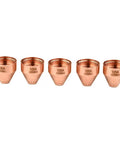 Heavy Duty 5-Pack Plasma Cutter Shield Caps in copper for Hypertherm 65 and 85, robust design for reliable cutting.