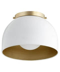 Dome Style 1 Light Flush Mount Ceiling Light In Studio White Finish With White Glass Shade Included 11.25 Inch Wide By 8 Inch High