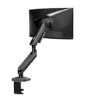 Top Tier Adjustable Monitor Arm With Heavy Duty Desk Clamp Base Built Like A Tank To Hold Nine Kilograms Securely While Boosting Your Ergonomics And Giving Your Desk Serious Space Saving Vibes All Around, showing a side view with clamp mount.