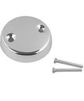 Heavy Duty Stainless Steel Tub Overflow Faceplate With Matched Screws Fitting Standard Bathroom Drains, shiny round plate and screws.