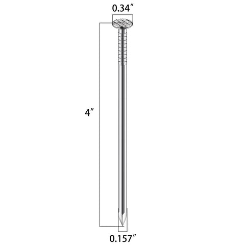 4 Inch 304 Stainless Steel Nails Pack Of 19 For Hanging Nails And Wall Dowels And Long Nails Rust Resistant Indoor Outdoor Use High Gloss Finish Tough As Nails DIY Woodworking Kit For Home Projects image showing a single nail with measurements