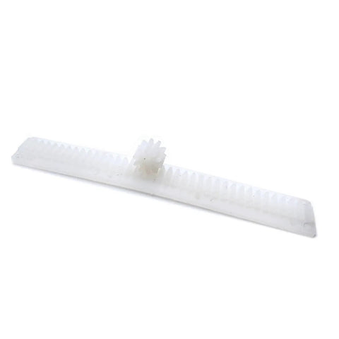 One Module Bendable Nylon Gear Rack With 38T D-Hole Gear, 8.2mm Tooth Width, 4.7mm Rack Thickness, white nylon material