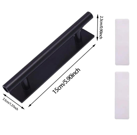 Self Stick Push Pull Cabinet Handles Hidden Pulls Instant Install Cabinets Doors Wardrobes And Drawers Plastic No Drill Required Corrosion Resistant Smooth Feel Easy Peel And Stick Adhesive Rounded Ergonomic Design Black, 15cm black handle