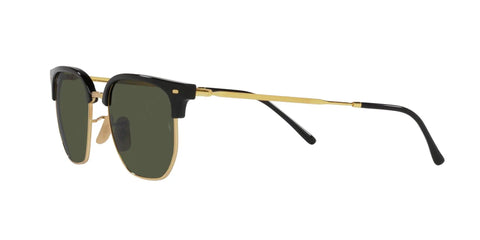 New Clubmaster Square Sunglasses 53mm Black On Gold With Green Crystal Lenses Lightweight Italian Made Frame With Metal Temples