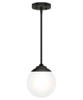 Hepburn 1-Light Modern Brass Pendant Light with Globe Shaped White Glass Shade, dimmable steel fixture