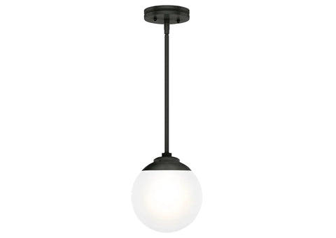 Hepburn 1-Light Modern Brass Pendant Light with Globe Shaped White Glass Shade, dimmable steel fixture