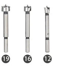 Top Shelf 16 Piece Wood Drill Bit Set With Tungsten Carbide Tips for smooth cuts, showing various sizes labeled 22 to 6.