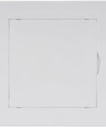 4 X 4 White Square Access Panel For Drywall Made From Tough Abs Plastic With A No Sweat Setup That Drops Right In Fast, front view.
