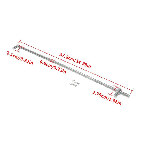 Universal Throttle Linkage Rod Kit For Classic Chevys 14.96 Inch Adjustable Accelerator Clip Made From Beefy Carbon Steel With White Zinc Plating Non Cable Linkage Works On 1967 1969 Camaro Nova Chevelle El Camino, shown with dimensions