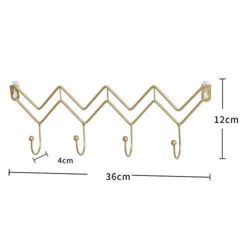 Black Wrought Iron Wall Mount Coat Hooks With Smooth Polish Heavy Duty Key Hangers wall storage rack 36cm size with four hooks