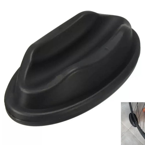 2 Pack Front Wheel Riser Blocks for Bike Trainers with non-marking rubber pads, black, shown in close-up and side view.