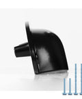 Side view of Ten Pack Vintage Farmhouse Style Matte Black Cup Pull Handles with screws, zinc alloy, for cabinets and drawers.
