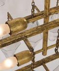 Close-up view of the Sleek French Inspired Long Led Chandelier With Prismatic Glass Pendant Lamp For Bedroom And Living Room.