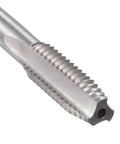 Close-up of straight flute tap from Two Piece 5/16-18 UNC Tap And Die Set with High Speed Steel and Alloy Steel for threading metal