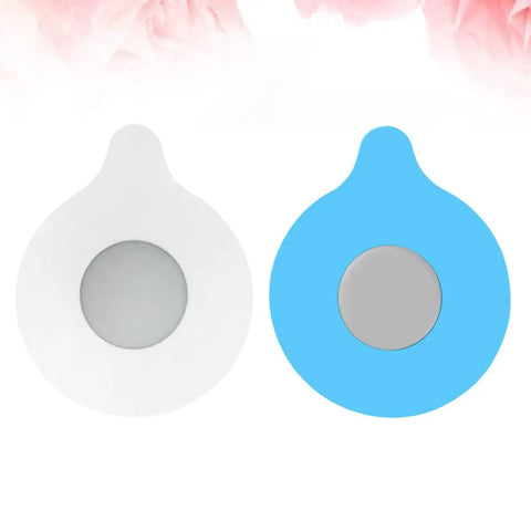 2pcs Silicone Bathtub Plug Drain Stopper, Flat Cover in white and blue colors with circular central magnets.
