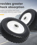 12 Inch Flat Free Solid Polyurethane Tire For Trailer Dolly And Utility Wheel, pre-mounted on steel rim, side view