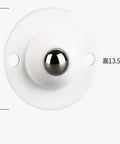 Four Pack Universal Self Adhesive Ball Casters For Heavy Storage Bins And Plastic Tubs showing a single white swivel caster with a metal ball.