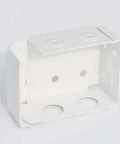 Rock Solid White Box Mount Brackets For Low Profile Horizontal Blinds Fits 2 Inch Square Headrail dead simple hardware in white, side view.