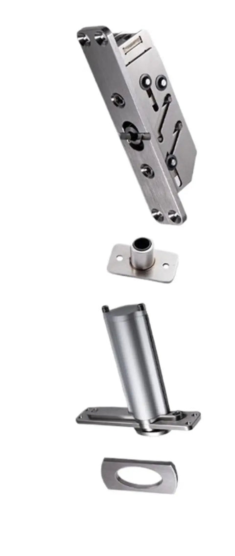 Heavy Duty Stainless Steel 360 Rotating Pivot Hinge For Invisible Doors Floor Spring Top Bottom Mount components displayed