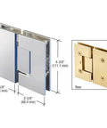 Victoria 180 Degree Glass-To-Glass Shower Hinge in Polished Chrome for 3/8 to 1/2 inch tempered glass, front and rear view