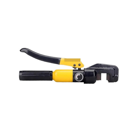 Heavy Duty Hydraulic Scissors Cutting Machine Portable Rebar Shear 6T To 13T Manual Steel Bar Cutter with black and yellow handle.