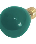 Slick Green Light Bulbs Two Pack 10 Watt 130 Volt S11 Shape With E17 Screw Base smooth round glass bulb image.