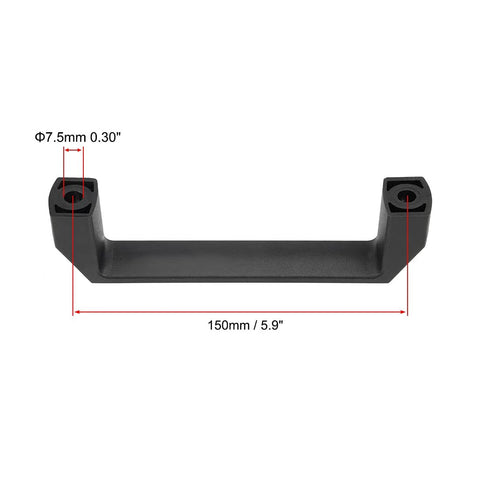 Front view of black Plastic Pull Handles 150Mm Hole Centers For Luggage And Equipment, 170Mm Overall Length, 2 Pack without screws.