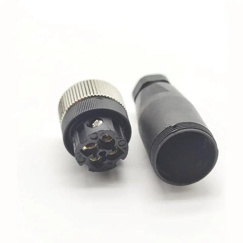 Two Pack M12 4 Pin Female Circular Connector D Code Industrial IP67 Waterproof Field Wireable Sensor Adapter, brass gold contacts