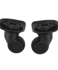Heavy Duty Luggage Wheel Replacement Pair Slick Swivel Casters for suitcase, black sealed roller design, smooth glide.