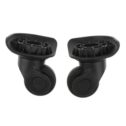 Heavy Duty Luggage Wheel Replacement Pair Slick Swivel Casters for suitcase, black sealed roller design, smooth glide.