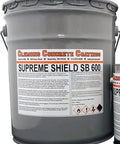 Rock Solid Penetrating Concrete Sealer 5 Gallon Solvent Based Wet Look Finish Color Enhancer Stain Guard For Stamped Concrete And Brick Pavers Heavy Duty Hardscape Sealant in a gray container with labels.