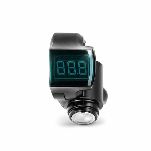 Portable Throttle Voltmeter For Electric Bikes And Scooters, Digital Voltage Display From 12V To 99V, Locking Mount shown close-up