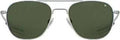 Classic Pilot Aviator Sunglasses With Matte Silver Frame Calobar Green SkyMaster Glass Lenses Bayonet Temple Design 57-20-140