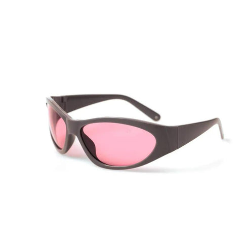 Top Tier Laser Protection Glasses for 755 Nm and 808 Nm Diodes, pink lenses with black frame, perfect for laser treatments.
