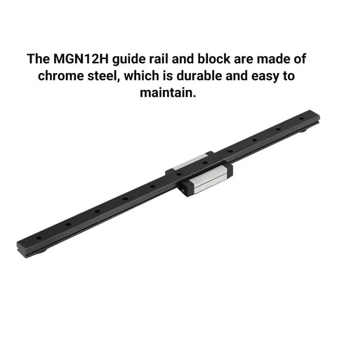 MGN12 400mm linear rail guide with MGN12H black stainless steel carriage block for Ender 3 CoreXY 3D printers and CNC machines