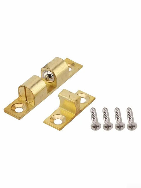 Solid Brass Double Ball Tension Roller Catch Latch For Cabinets And Furniture Doors, Adjustable Gold Tone Door Top Bead With Screws