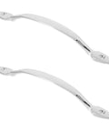 2 Pack Zinc Alloy Cabinet Pull Handles Vintage Door Pulls For Wardrobe And Furniture Bright Chrome Finish 128mm Hole Spacing No Brainer Easy Grip Heavy Duty Look Ideal For Drawers Cupboards And Dresser Hardware, two handles angled view