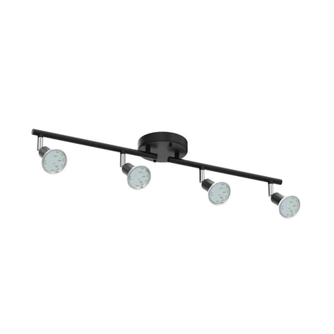 LED Track Lighting Kit 24.8 Inch Black Four Light Ceiling Spotlight With Flexible Rotatable Heads Includes Four GU10 LED Bulbs 4W Daylight White 5000K 400LM Dope Look For Any Room