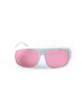 Premium Laser Safety Glasses For 755Nm And 808Nm Devices in white frame with pink lenses, ideal for laser protection.